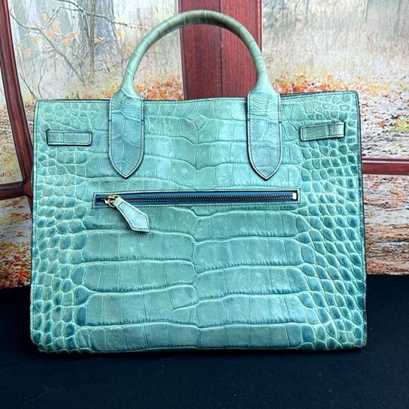 Dooney & Bourke Green Crocodile Embossed Shoulder Bag